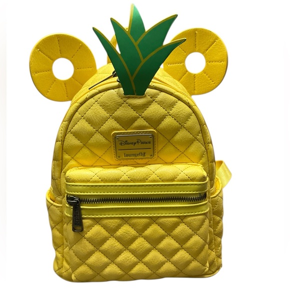 Disney Loungefly Quilted Yellow Pineapple Mini Backpack Bag NWT - Picture 2 of 11